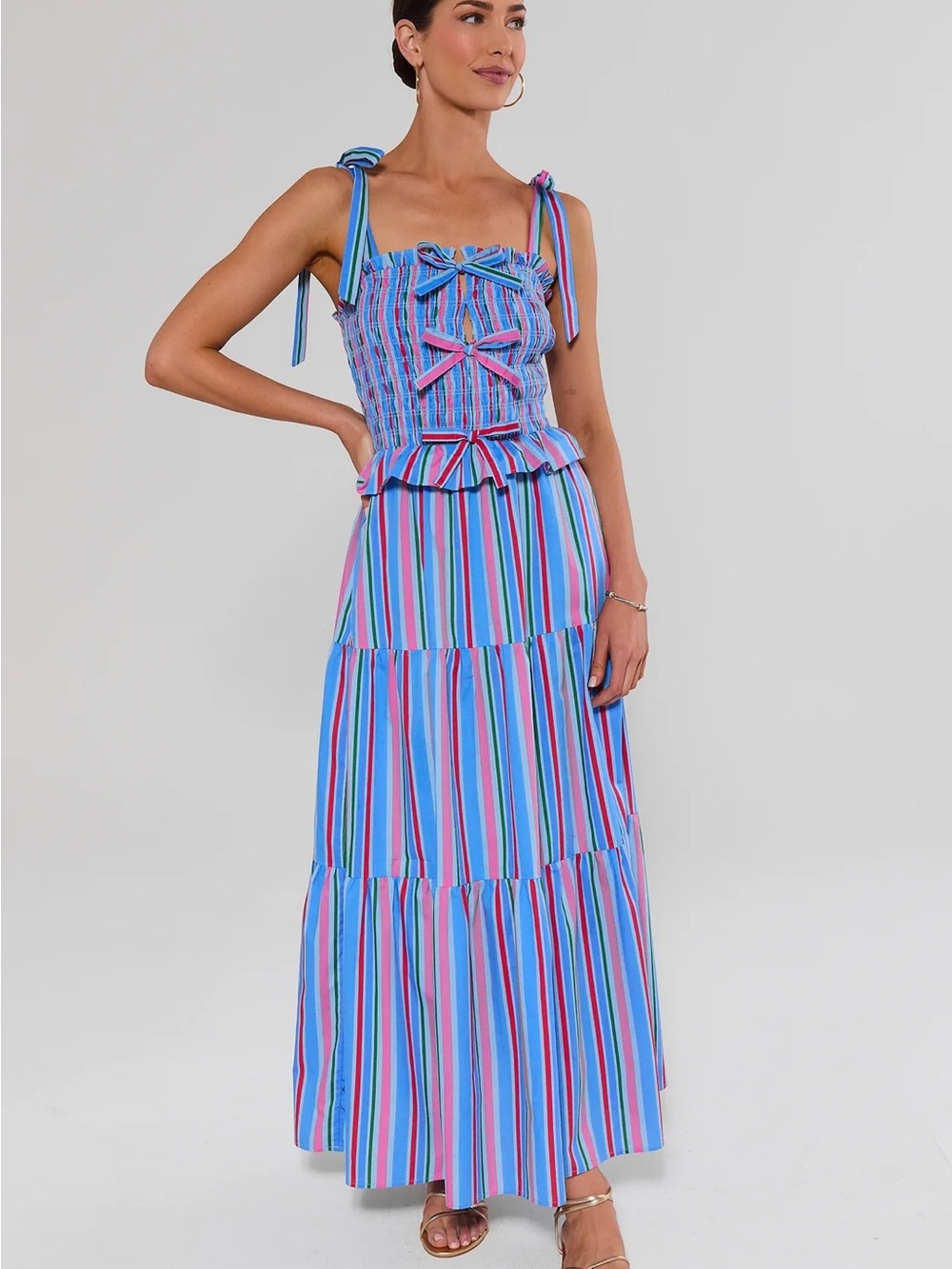Avara NWT Striped Tie-Shoulder Maxi Dress Sz XL